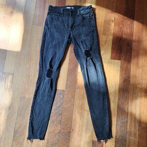 Old Navy Black ROCKSTAR Super Skinny Ankle Ripped Jeans Size 4 Tall